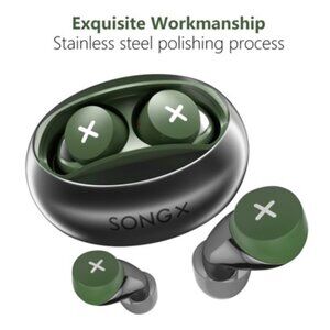 SONG X True Wireless Noise Cancelling Bluetooth Earbuds SX06 (Black & Green)